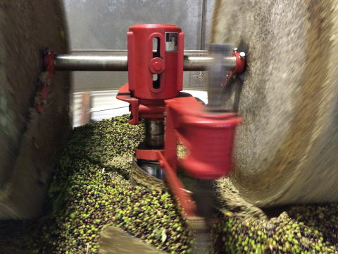 La Vida Bella Vineyard Making Olive Oil Stone Mill Close Up